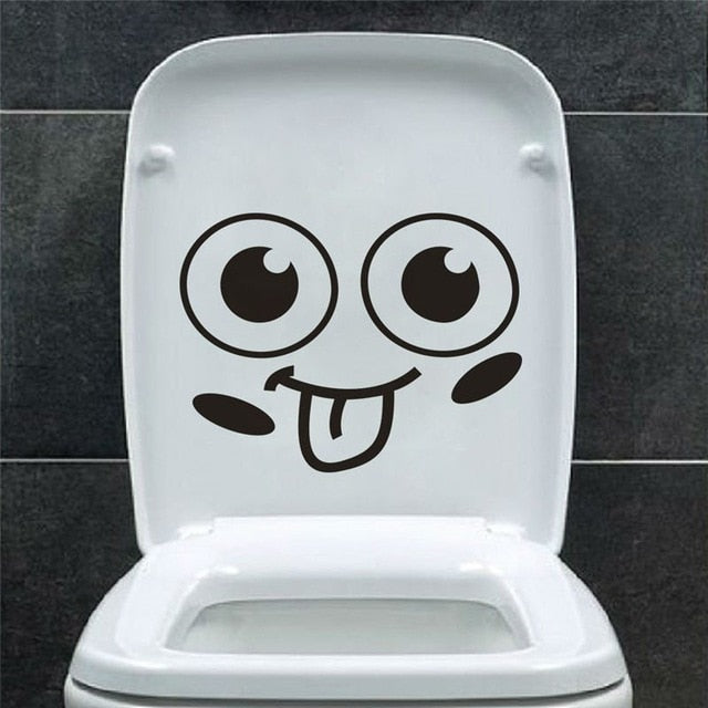 Funny Smile Bathroom Wall Stickers Toilet Home Decoration Waterproof Wall Decals For Toilet Sticker Decorative Poster Home Decor