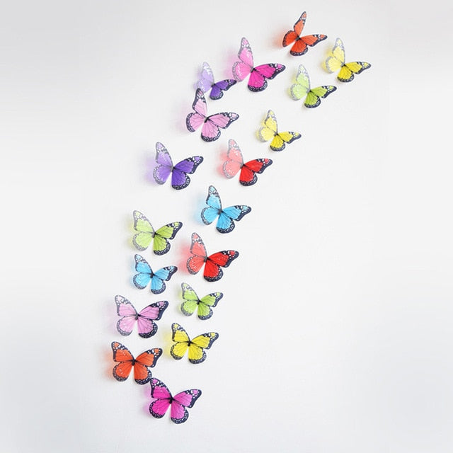 18pcs/lot 3d crystal Butterfly Wall Sticker Art Decal Home decor for Mural Stickers DIY Decals PVC Christmas Wedding Decoration