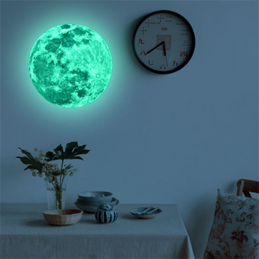 20cm Luminous Moon Earth Cartoon DIY 3D Wall Stickers for Kids Room Bedroom Glow In The Dark Wall Sticker Home Decor Living Room