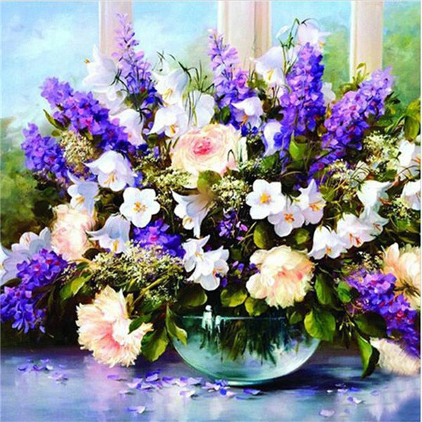 5D DIY Diamond Flower Arrangement Flower Vase Cross Stitch Diamond Embroidery Mosaic Diamond Home Decor