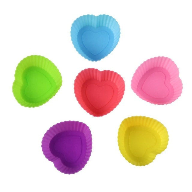 6pcs Silicone Mold Heart Cupcake Soap Silicone Cake Mold Muffin Baking Nonstick and Heat Resistant Reusable Silicone Cake Molds