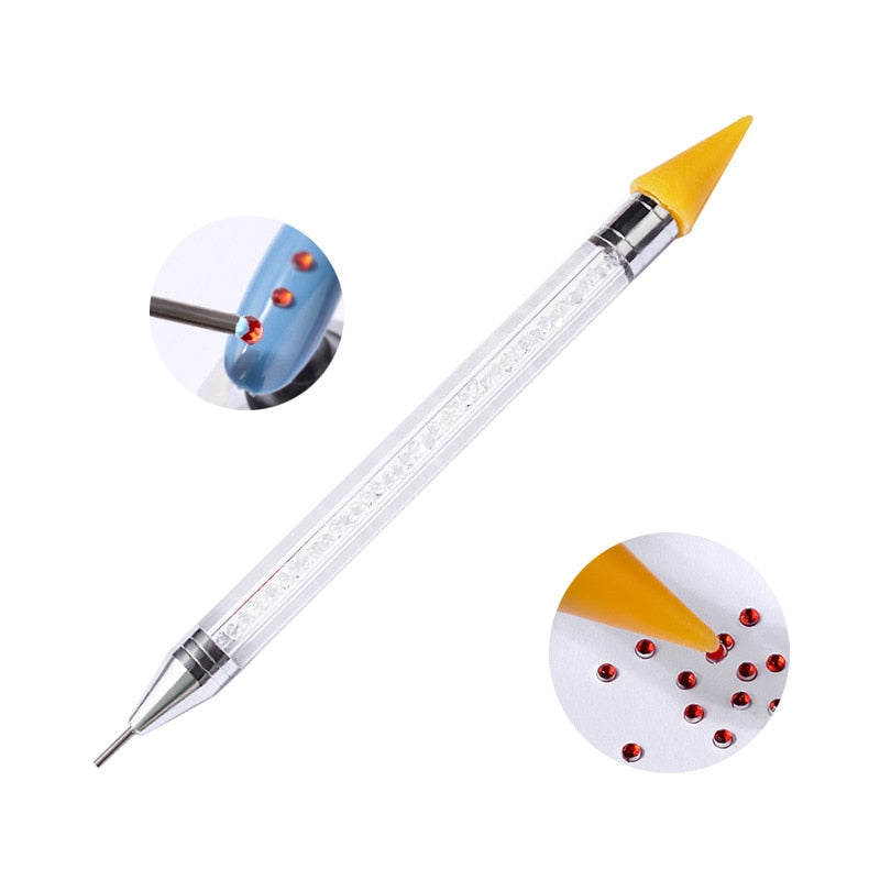 Dual-ended Nail Dotting Pen Crystal Beads Handle Rhinestone Studs Picker Wax Pencil Manicure Nail Art Tool