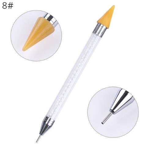 Dual-ended Nail Dotting Pen Crystal Beads Handle Rhinestone Studs Picker Wax Pencil Manicure Nail Art Tool LK1