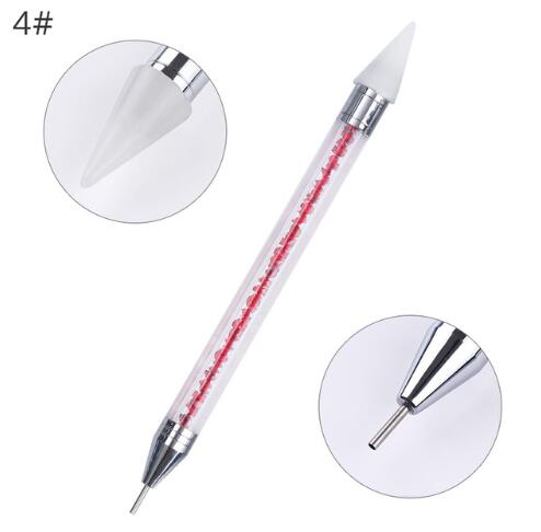 Dual-ended Nail Dotting Pen Crystal Beads Handle Rhinestone Studs Picker Wax Pencil Manicure Nail Art Tool LK1