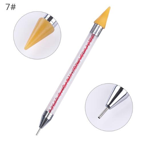 Dual-ended Nail Dotting Pen Crystal Beads Handle Rhinestone Studs Picker Wax Pencil Manicure Nail Art Tool LK1