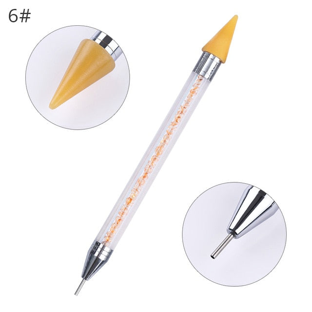 Dual-ended Nail Dotting Pen Crystal Beads Handle Rhinestone Studs Picker Wax Pencil Manicure Nail Art Tool