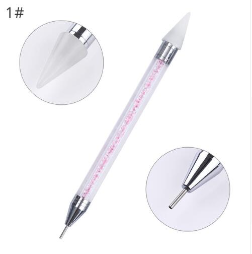 Dual-ended Nail Dotting Pen Crystal Beads Handle Rhinestone Studs Picker Wax Pencil Manicure Nail Art Tool LK1