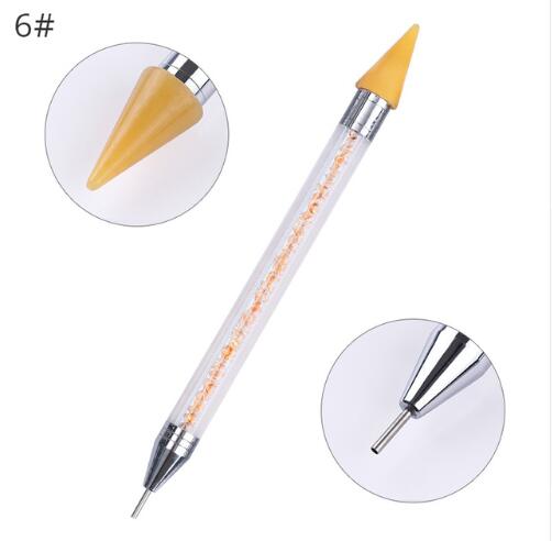 Dual-ended Nail Dotting Pen Crystal Beads Handle Rhinestone Studs Picker Wax Pencil Manicure Nail Art Tool LK1