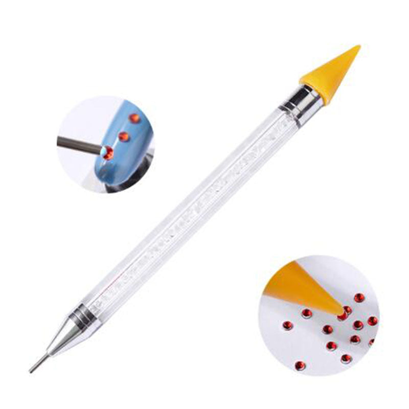 Dual-ended Nail Dotting Pen Crystal Beads Handle Rhinestone Studs Picker Wax Pencil Manicure Nail Art Tool LK1