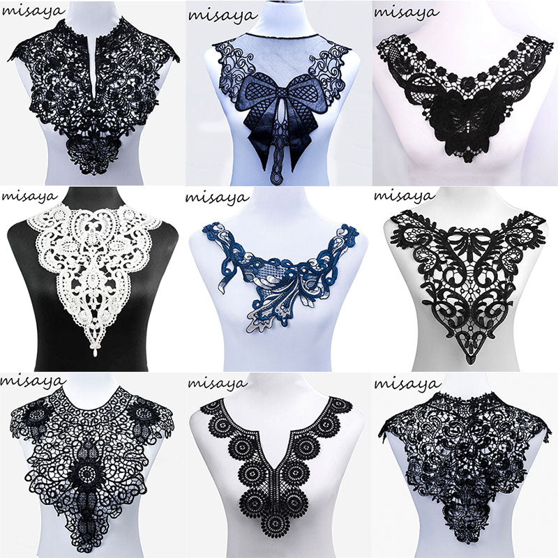 Misaya 1pc Lace Collar of 9 Style Beautiful Flower and Heart Venise Lace Applique Trim Lace Fabric Sewing Supplies Lace Neckline