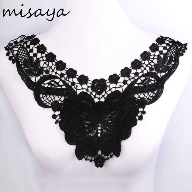 Misaya 1pc Lace Collar of 9 Style Beautiful Flower and Heart Venise Lace Applique Trim Lace Fabric Sewing Supplies Lace Neckline